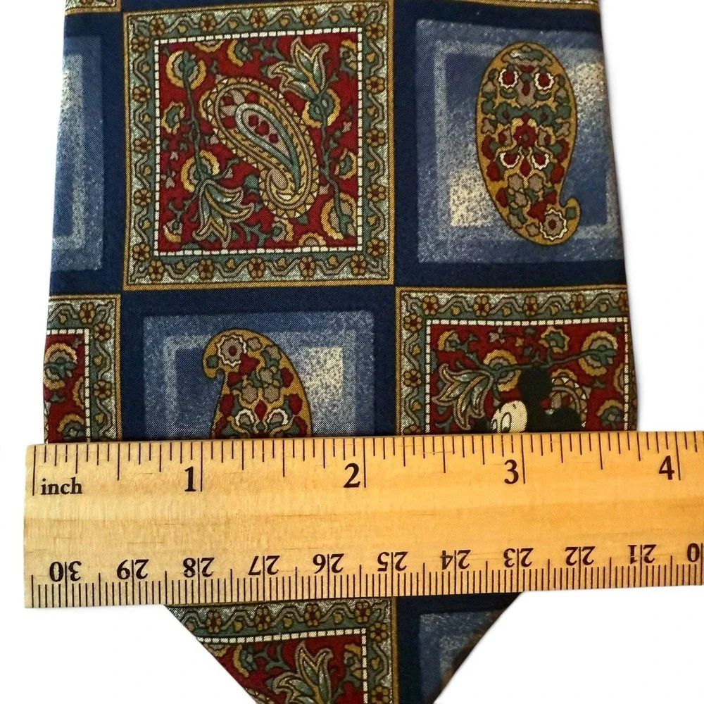 Vintage Disney Originals Micky Mouse 100% Silk Paisley Tie Made In USA